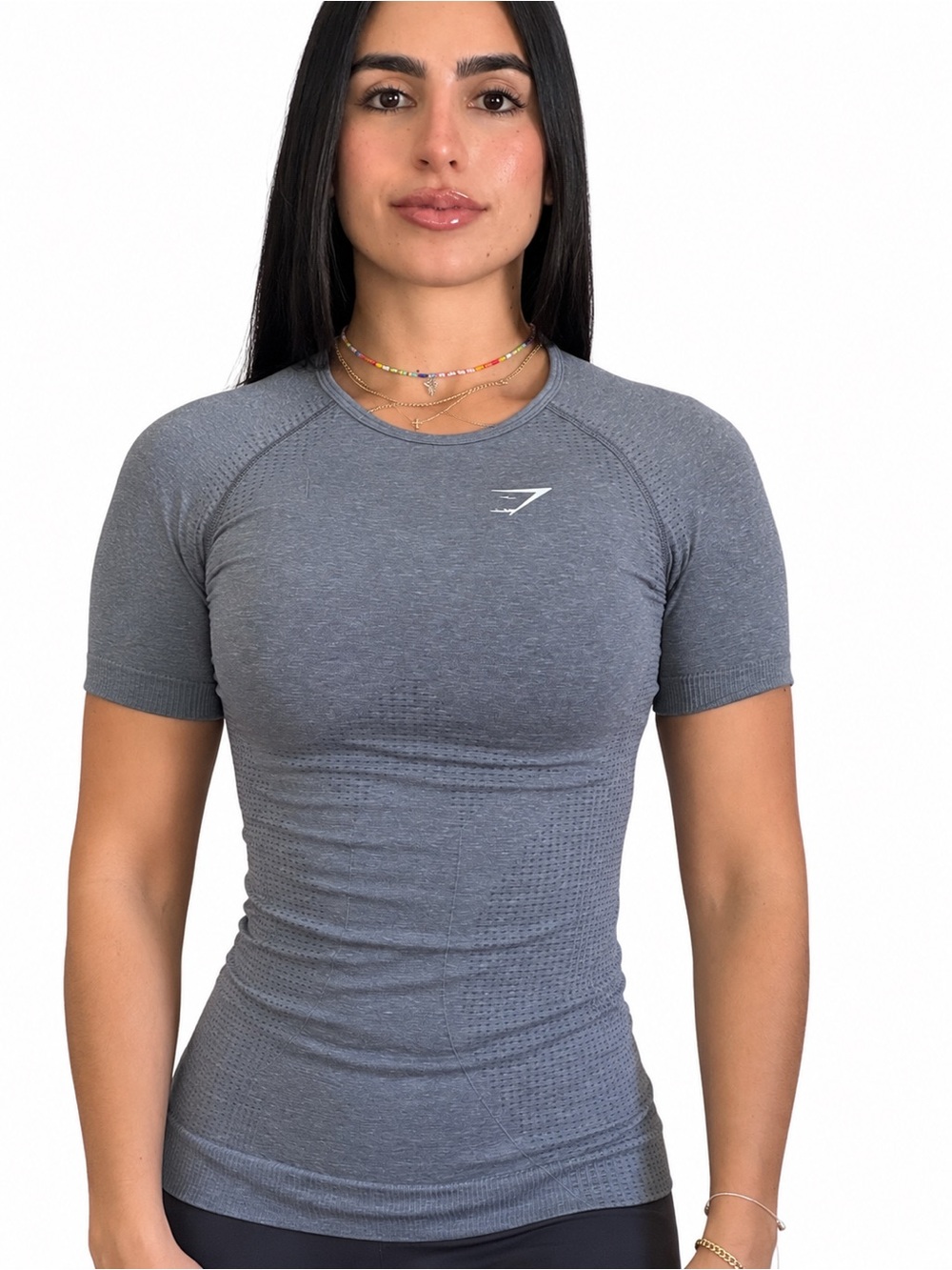 Gymshark Gray Seamless Short Sleeve Training Top size Small